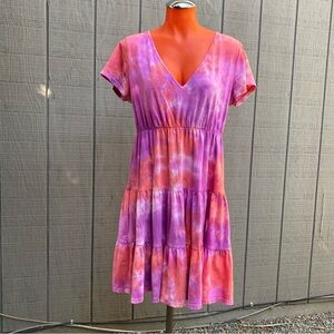 Tie-Dye V-Neck Dress